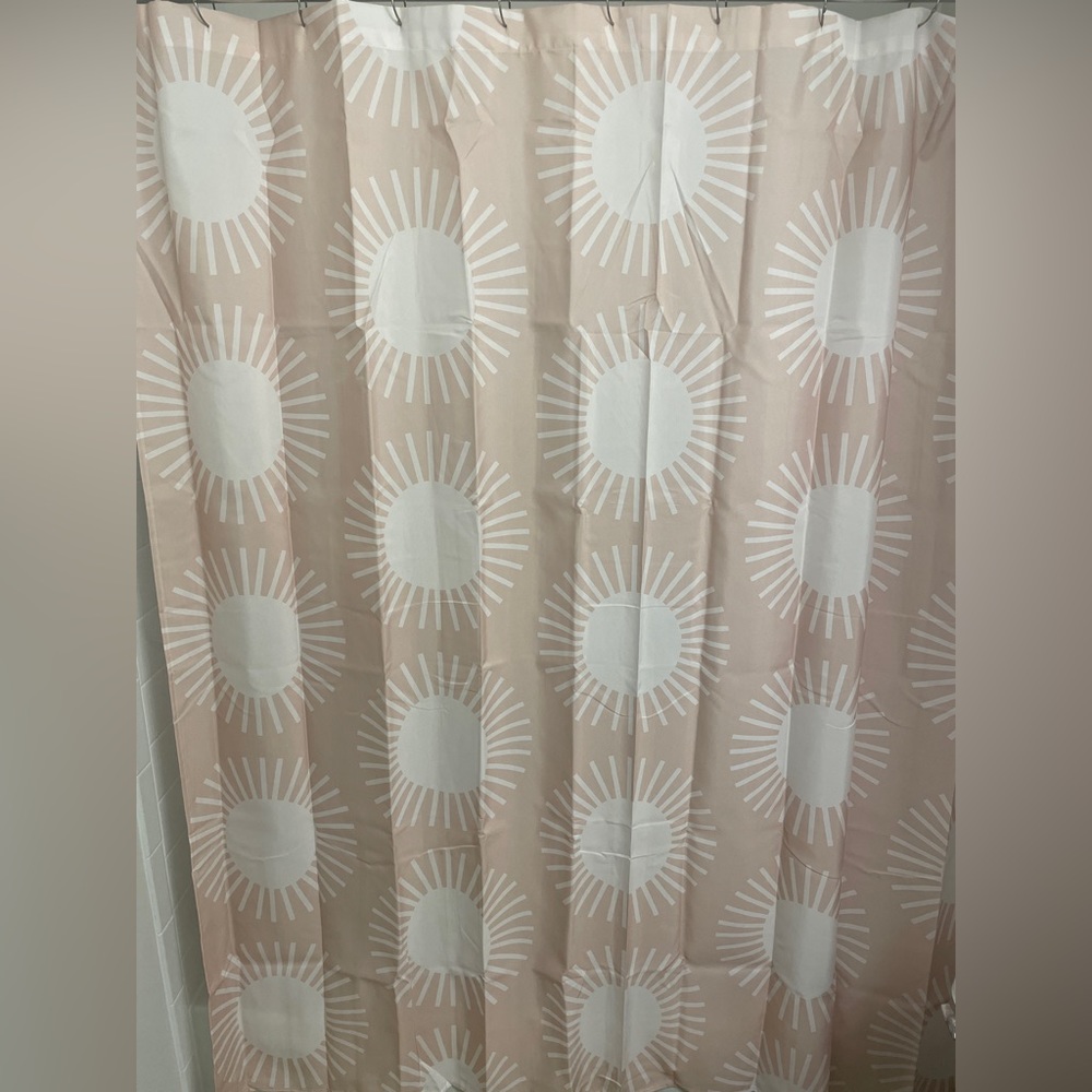 NWOT Society 6 Pink Sun pattern shower curtain
